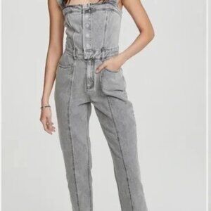 ASTR The Label Washed Denim Jumpsuit size S lightwash Casual Sleeveless